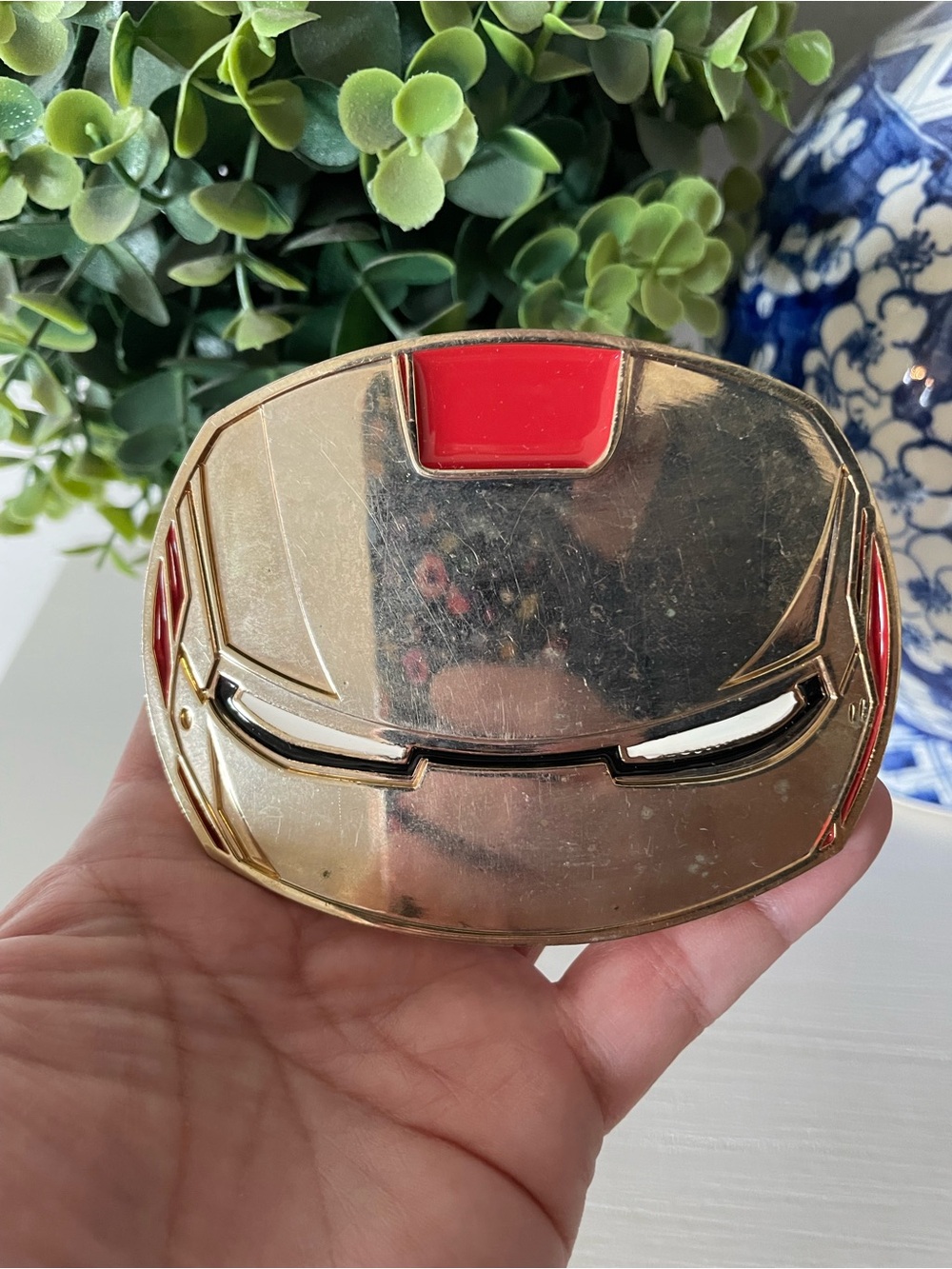 Marvel Metal Belt Buckle Ironman Iron Man Face red accent 3.75”x3”
